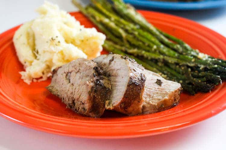 Pork Tenderloin w/ Roasted Asparagus & Mashed Potatoes Recipe