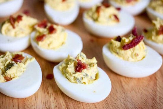 Deviled Eggs with Jalapenos and Bacon