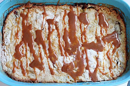 Apple Dump Cake with Caramel Sauce