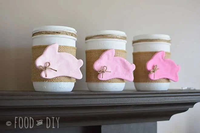 This adorable Bunny & Mason Jar Craft is perfect, simple spring or Easter decor!