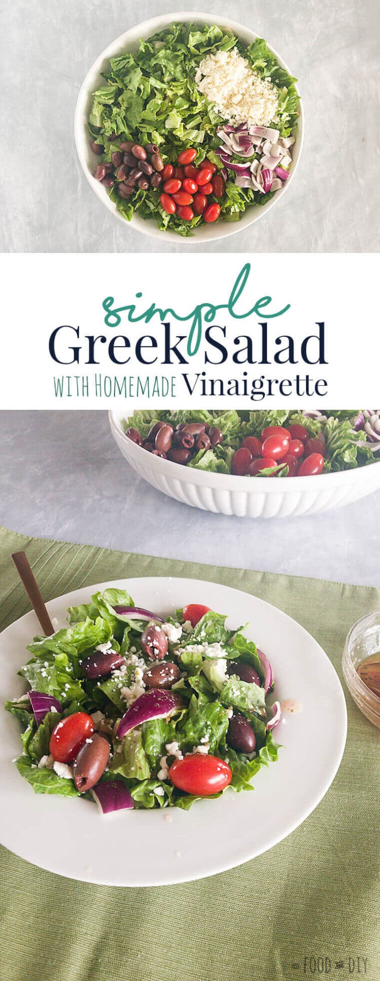 Simple Greek Salad with Homemade Vinaigrette