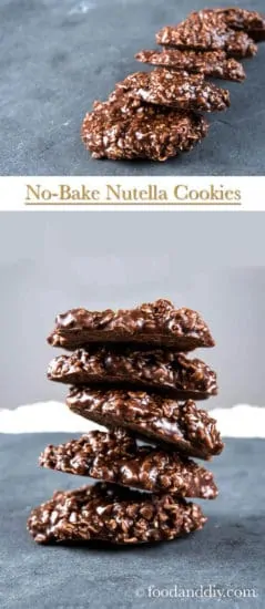 Chocolate Oatmeal No Bake Cookies with Nutella