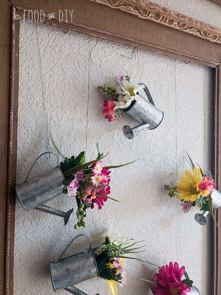 Mini Watering Can with Flowers Decor Idea