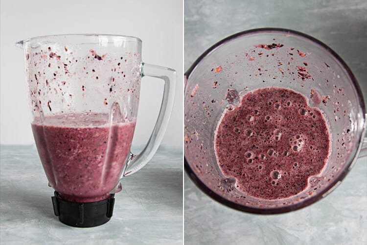 blueberry pineapple smoothie in a blender
