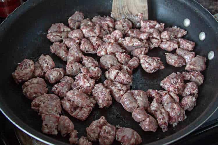 ground sausage in skillet