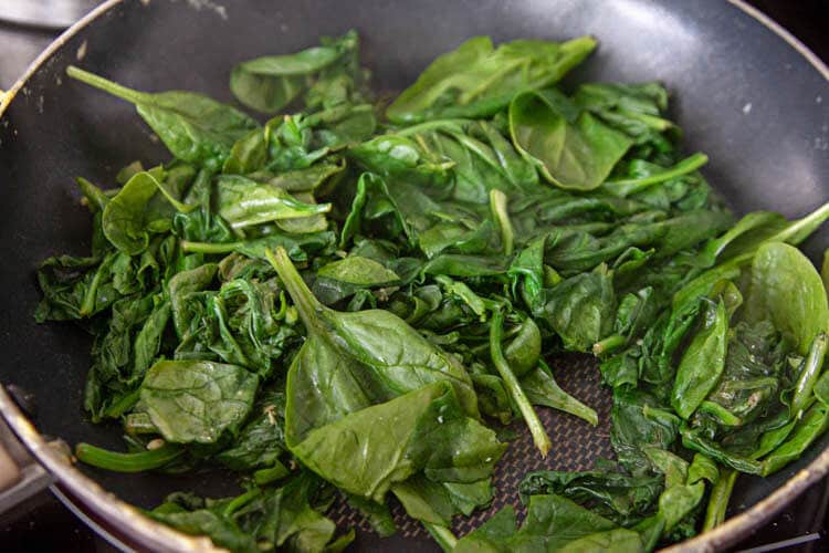 spinach in skillet