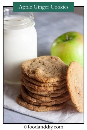 apple ginger cookies on parchment paper on concrete counter