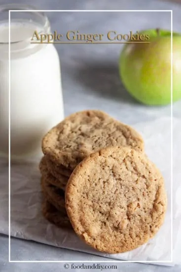 apple ginger cookies on parchment paper on concrete counter