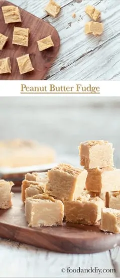Peanut butter fudge on wood tray