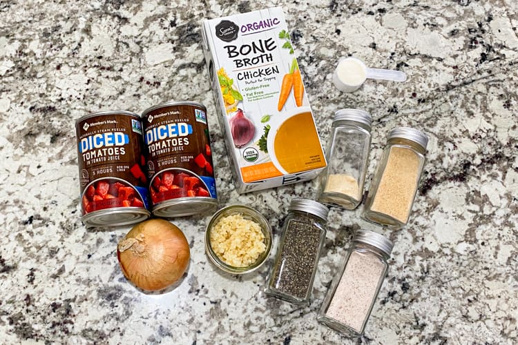 Ingredients for garlic tomato soup
