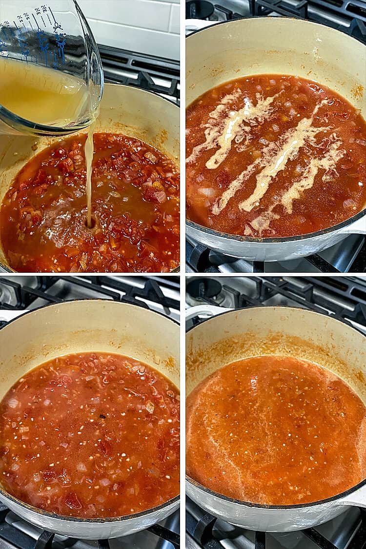 Steps 5-8 to make garlic tomato soup
